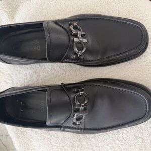 Black Farragamo men's slip on casual dress shoes
